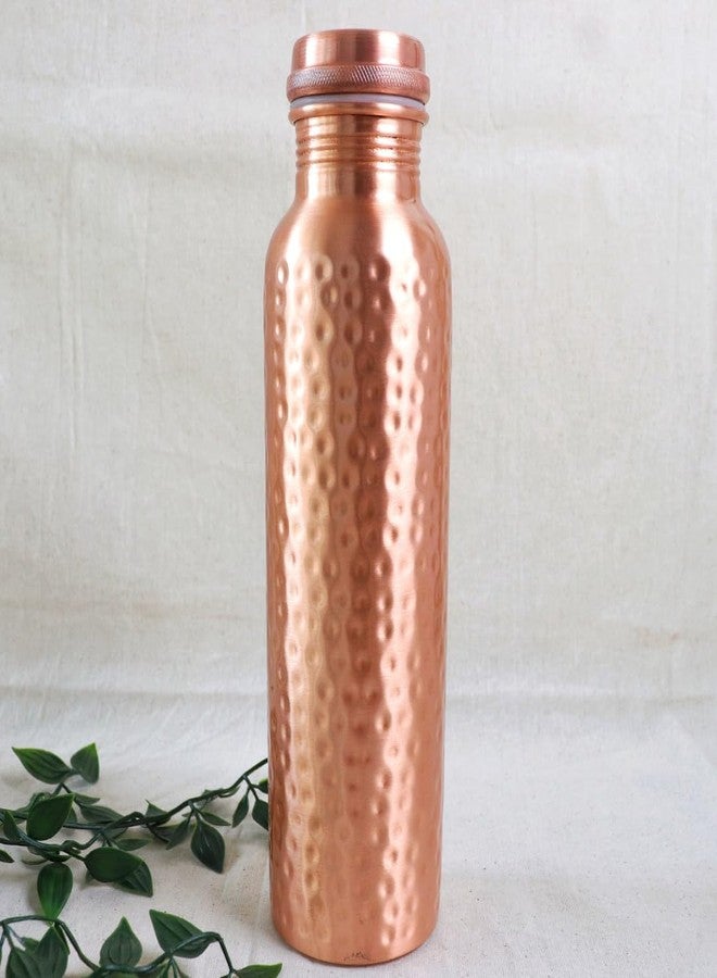 Kitchen 101% Pure Copper Water Bottle 1 Ltr | BPA Free Water Bottle | Boosts Immunity | Tambe Ka Bottle | Hammered Copper Bottle | Leak Proof | Glowing Skin | Controlling Anaemia | Yoga | - Image 1